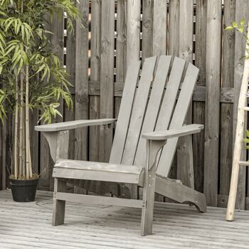 Fauteuil de jardin Adirondack dim. 78L x 89P x 88H cm bois massif sapin gris effet vieilli 4