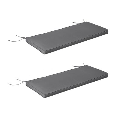 Cojines para banco de jardín con funda extraíble - cojines para columpio - juego de 2 - medidas 120L x 50L cm - acolchado 5 cm - cordones - poliéster gris