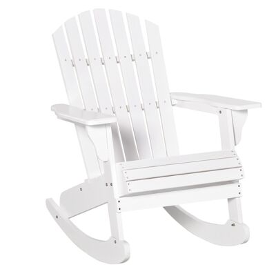 Sedia a dondolo da giardino Adirondack sedia a dondolo sedile in stile neo-retrò schienale ergonomico legno di abete trattato verniciato bianco