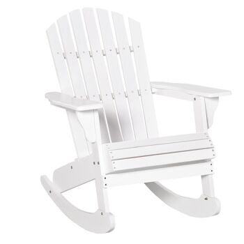 Fauteuil de jardin Adirondack à bascule rocking chair style néo-rétro assise dossier ergonomique bois sapin traité peint blanc 1