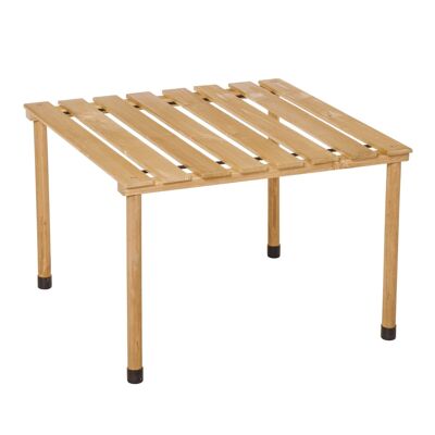 Folding garden coffee table camping slatted top dim. 58L x 58W x 40H cm transport bag included pre-oiled fir wood