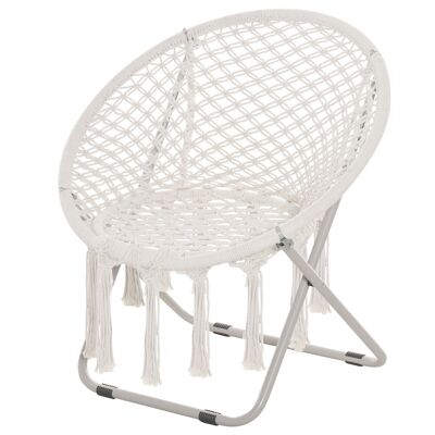 Loveuse sillón de jardín redondo papasan moon sillón plegable gran confort macramé algodón poliéster beige