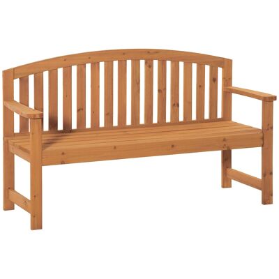 Banco de jardín de 3 plazas Dim. 140L x 50W x 85H cm - asiento, respaldo redondeado con listones - máx. 320 Kg - madera de abeto preaceitada