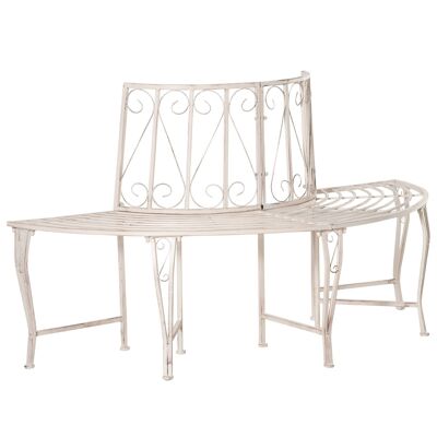 Tree bench antique style wrought iron - garden bench for tree Ø 71 cm max. - circular bench - aged effect white metal