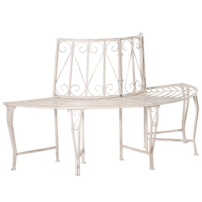 Banc d'arbre style antique fer forgé - banc de jardin pour arbre Ø 71 cm max. - banc circulaire - métal blanc effet vieilli