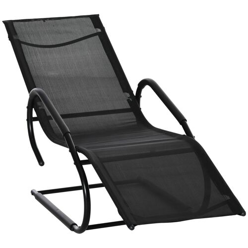 Chaise longue transat design - assise, dossier ergonomique, accoudoirs - métal époxy textilène noir