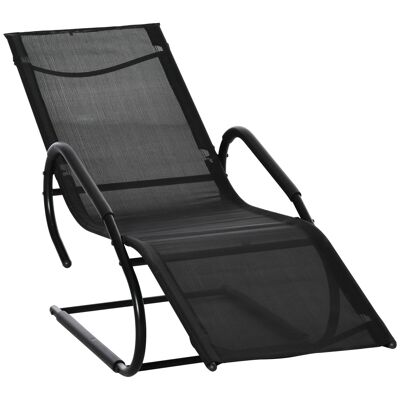 Designer-Liegestuhl – Sitz, ergonomische Rückenlehne, Armlehnen – schwarzes Textilene-Epoxidmetall