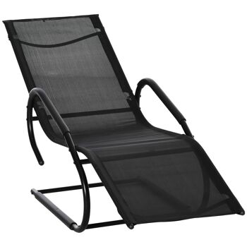 Chaise longue transat design - assise, dossier ergonomique, accoudoirs - métal époxy textilène noir 1