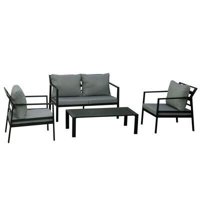 Contemporary design yachting style garden furniture set 4-seater 4-piece with removable polyester aluminum cushions. gray