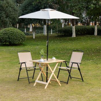 Table de jardin camping pliable plateau à lattes dim. 70L x 70l x 70H cm espace parasol bois sapin pré-huilé 2