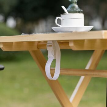 Table de jardin camping pliable plateau à lattes dim. 70L x 70l x 70H cm espace parasol bois sapin pré-huilé 5