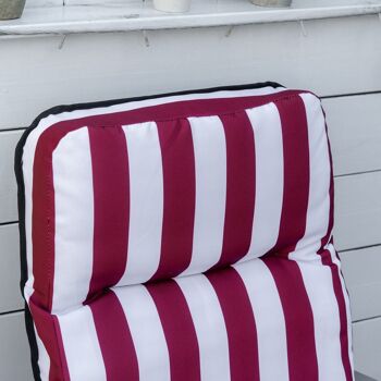 Lot de 2 chaises longues bains de soleil ajustables pliables transat lit de jardin en acier rouge + blanc 5