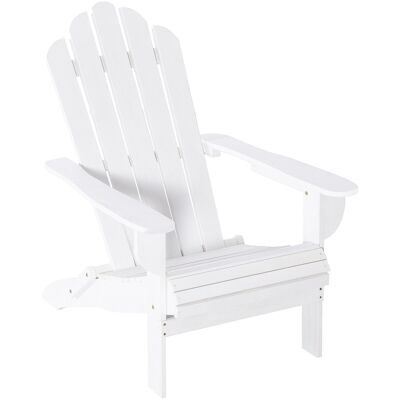 Klappbarer Adirondack-Gartensessel mit großem Komfort, geneigter Rückenlehne und tiefem Sitz aus behandeltem, weiß lackiertem Tannenholz