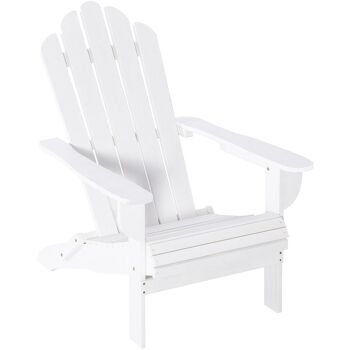 Fauteuil Adirondack pliable de jardin grand confort dossier incliné assise profonde bois de sapin traité peint blanc 1