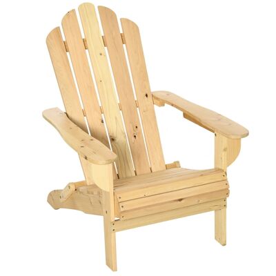 Sillón de jardín plegable Adirondack de gran confort respaldo inclinado asiento profundo madera de abeto tratada preaceitada