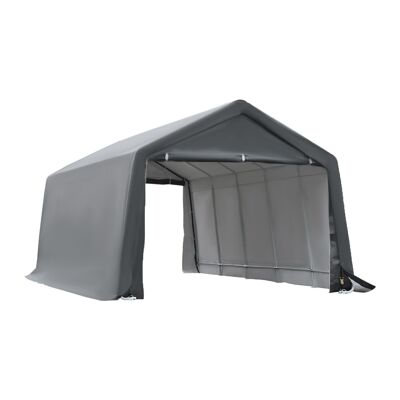 Carpa garaje para cochera dim.6L x 3.6W x 2.75H m resistente acero galvanizado PE de alta densidad 195 g/m² impermeable anti-UV blanco gris