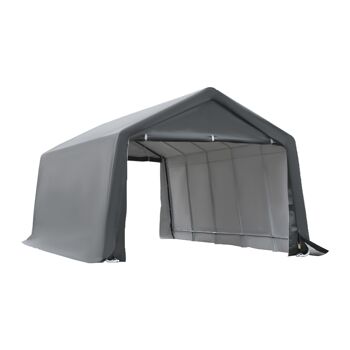 Tente garage carport dim. 6L x 3,6l x 2,75H m acier galvanisé robuste PE haute densité 195 g/m² imperméable anti-UV blanc gris 1