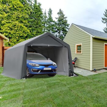 Tente garage carport dim. 6L x 3,6l x 2,75H m acier galvanisé robuste PE haute densité 195 g/m² imperméable anti-UV blanc gris 2