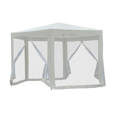Tenda per feste esagonale Arbor Barnum 10 m² stile accogliente poliestere impermeabilizzato superficie metallica ca. 10 mq crema