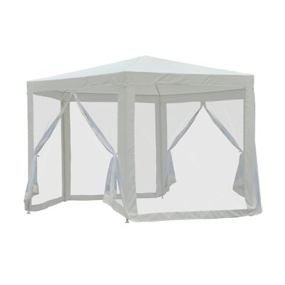 Carpa de fiesta hexagonal Arbor barnum 10 m² estilo acogedor poliéster impermeabilizado superficie metálica aprox. 10 m² crema