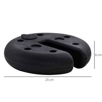 Lot de 4 poids de lestage rond pour tonnelle barnum tente dim. Ø 25 x 6H cm HDPE noir 3