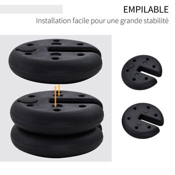 Lot de 4 poids de lestage rond pour tonnelle barnum tente dim. Ø 25 x 6H cm HDPE noir 4