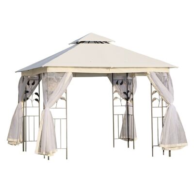 Barnum gazebo colonial style double roof removable mosquito nets 3L x 3W x 2.65H m beige