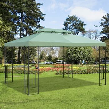 Toile de rechange pour pavillon tonnelle tente 3 x 4 m polyester haute densité 180 g/m² vert 2