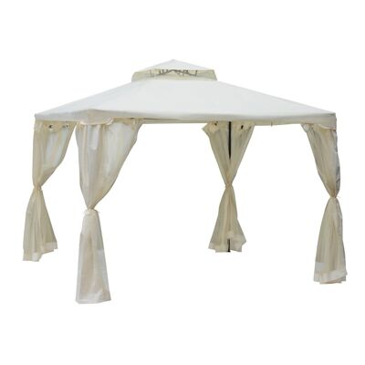 Colonial-style barnum gazebo garden pavilion with double roof removable zipped mosquito nets cream