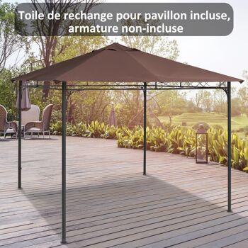 Toile de rechange pour pavillon tonnelle tente 3 x 3 m polyester haute densité 180 g/m² revêtement PA anti-UV chocolat 2