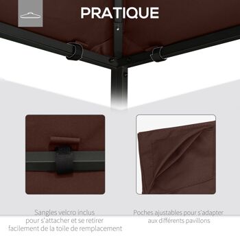 Toile de rechange pour pavillon tonnelle tente 3 x 3 m polyester haute densité 180 g/m² revêtement PA anti-UV chocolat 5