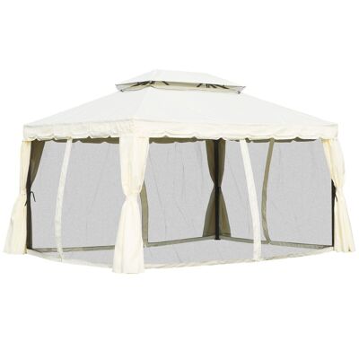 Barnum gazebo colonial style garden pavilion double canvas roof mosquito nets and removable canvases 3.9L x 2.9W x 2.7H m ecru