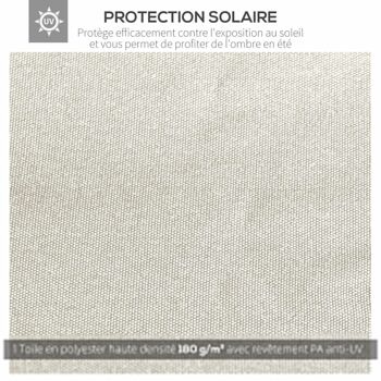 Toile de rechange pour pavillon tonnelle tente 3 x 3 m polyester haute densité 180 g/m² revêtement PA anti-UV crème 5