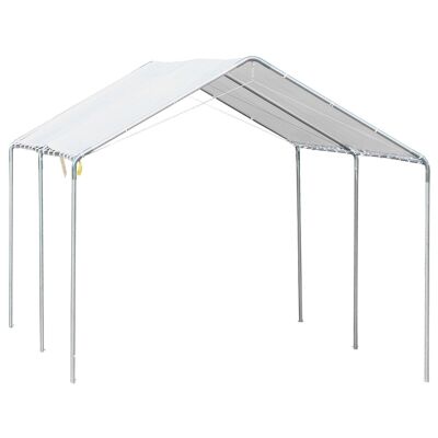 Carport-Carport-Markise, 5,95 L x 2,90 B x 2,60 H m, robuster, verzinkter Stahl mit hoher Dichte, PE, weiß