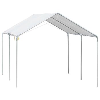 Carport auvent pour voiture 5,95L x 2,90l x 2,60H m acier galvanisé robuste PE haute densité blanc 1