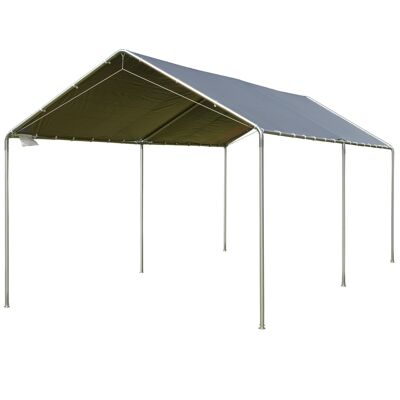 Carport-Carport-Markise, 5,95 L x 2,90 B x 2,60 H m, robuster, verzinkter Stahl mit hoher Dichte, PE, grau