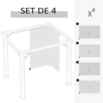 Parois latérales de rechange barnum tonnelle 3 x 4 m - 2 systèmes d'attache boucles ou crochets - bâches de rechange zippées, avec velcro d'attache - polyester beige 4