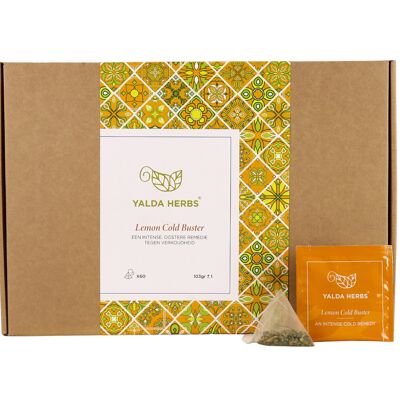 Yalda Herbs Citron Cold Buster Pyramide Sachets de Thé - Paquet de Valeur XL | 60 sachets de thé | Tisane | citron noir et deux herbes aromatiques-Pack HORECA