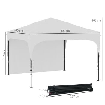 Tonnelle barnum de jardin pliant - dim. 3L x 3l x 2,65H m - acier Oxford blanc 3