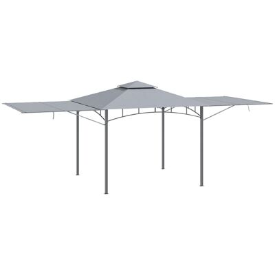 Gazebo garden pavilion 3x3 m with double roof for ventilation adjustable awnings metal structure gray polyester fabric