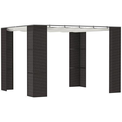 Pergola rétractable style colonial dim. 2,98L x 2,98l x 2H m métal époxy anticorrosion résine tressée toile polyester haute densité 180 g/m² crème