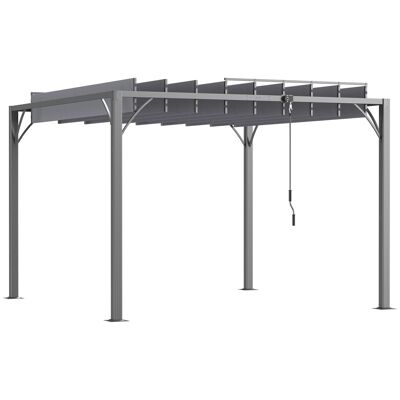 Pergola adjustable slats dim. 2.9L x 2.95W x 2.13H m aluminum structure. gray epoxy polyester steel