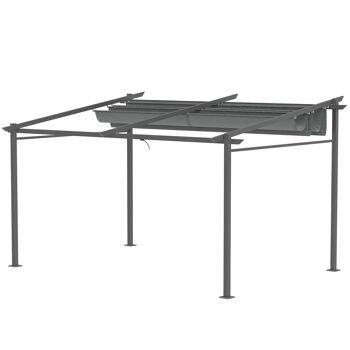 Pergola rétractable 3,97L x 2,95l x 2,3H m structure alu. acier époxy polyester gris 4