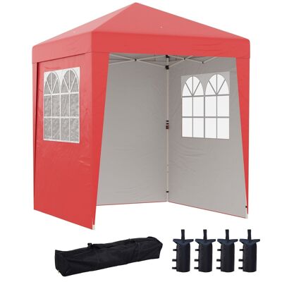 Folding pop-up barnum gazebo 2.02L x 2.02W x 2.61H m weight bags and transport included red