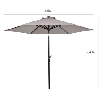 Parasol lumineux hexagonal inclinable dim. 2,68L x 2,68l x 2,4H m parasol LED solaire métal polyester haute densité 3