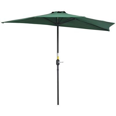 Half parasol, balcony parasol 5 polyester metal spacers 2.69L x 1.38W x 2.36H m green