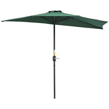 Demi parasol, parasol de balcon 5 entretoises métal polyester 2,69L x 1,38l x 2,36H m vert 1