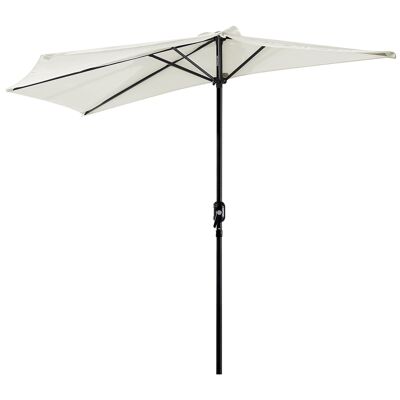 Half parasol, balcony parasol 5 polyester metal spacers 2.69L x 1.38W x 2.36H m cream