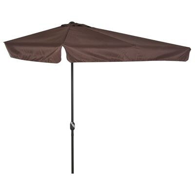 Half parasol - balcony parasol 5 metal spacers dim. 2.3L x 1.3W x 2.49H m chocolate high density polyester