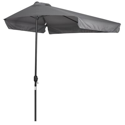 Half parasol - balcony parasol 5 metal spacers dim. 2.3L x 1.3W x 2.49H m gray high density polyester